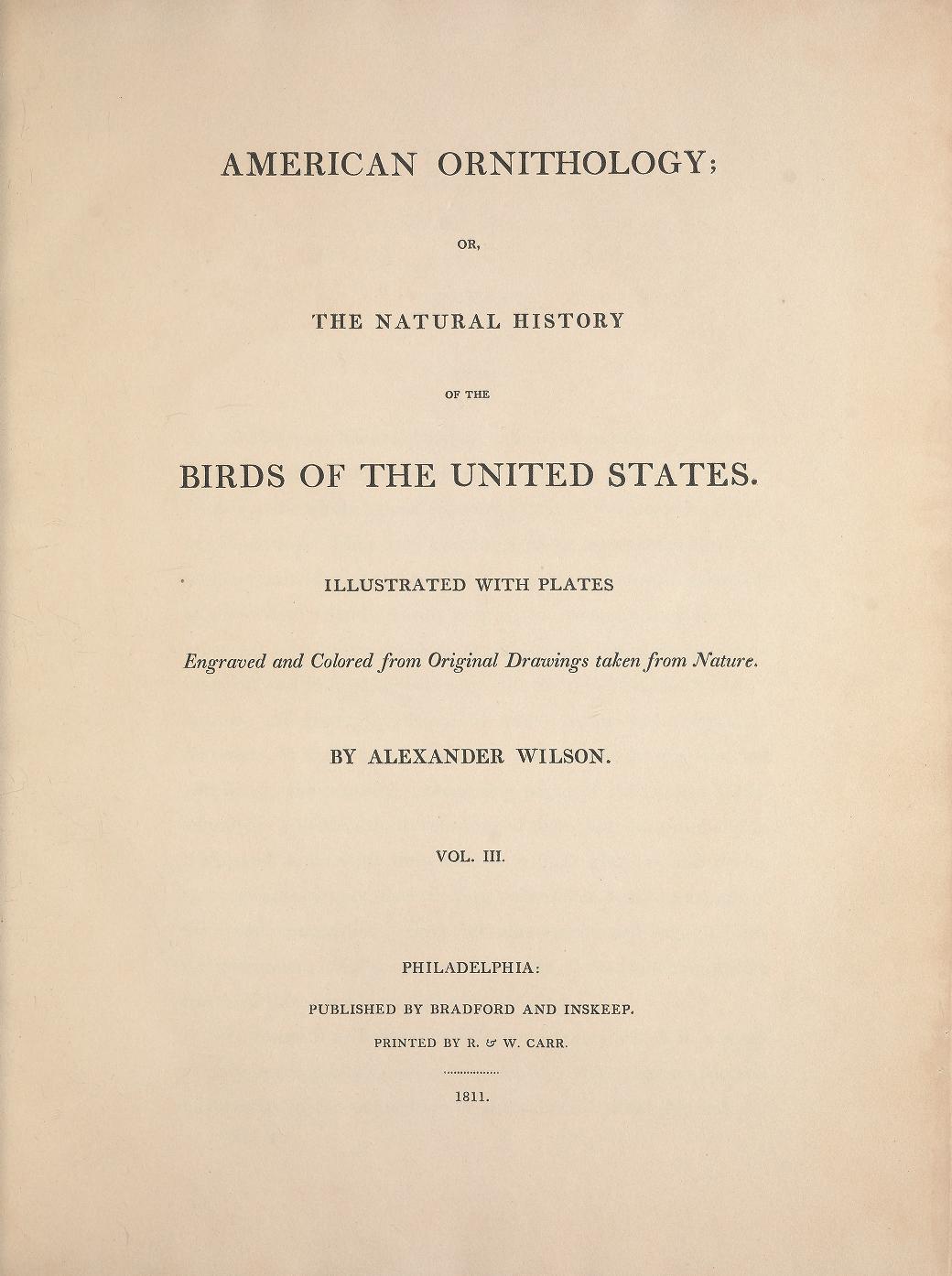 Media type: text; Wilson 1811 Description: American Ornithology (Volume 3);