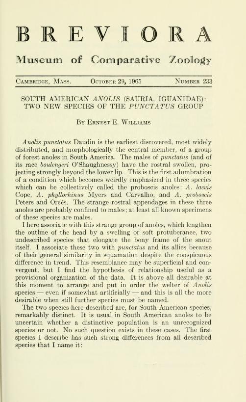 Media type: text, Williams 1965. Description: MCZ Breviora no. 233