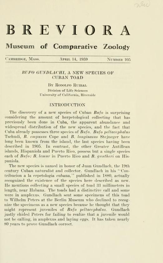 Media type: text; Ruibal 1959 Description: MCZ Breviora no. 105;