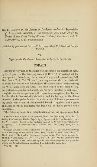 Media of type text, de Pourtales 1880. Description:MCZ Bulletin Vol. VI no. 4