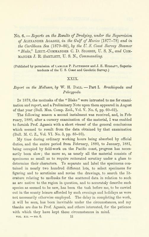 Media type: text; Dall 1886 Description: MCZ Bulletin Vol. XII no. 6;