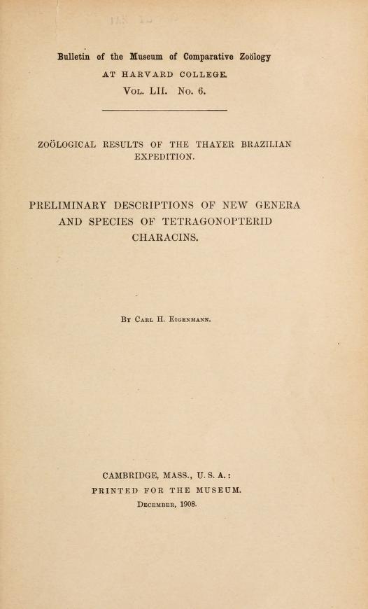 Media type: image; Eigenmann 1908 Description: .pdf publication;