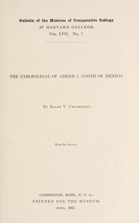Media of type text, Chamberlin 1925. Description:MCZ Bulletin Vol. LVII no. 7