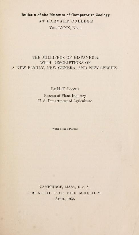 Media type: text, Loomis 1936 Description: MCZ Bulletin Vol. LXXX no. 1