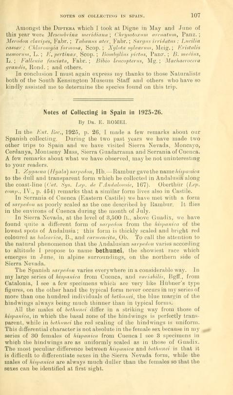 Media type: text;   Romei 1927 Description: Romei (1927), Entomol. rec. j. var. 39(8-9):107-109, 127-129, 136-138;