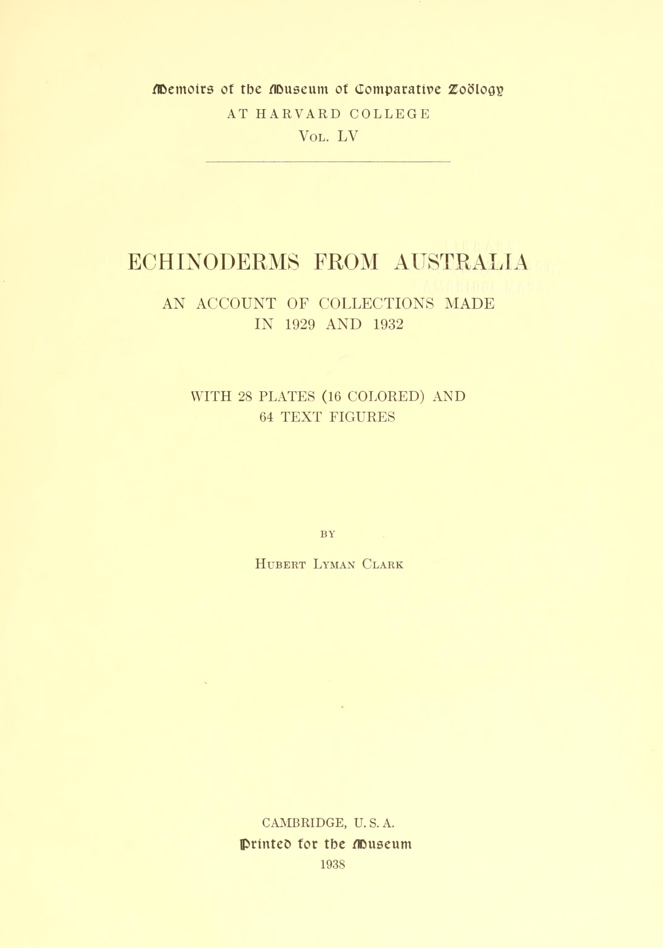 Media of type text, Clark 1938. Description:MCZ Memoirs Vol. LV