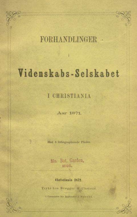 Media type: text; Sars 1871 Description: Christiania;