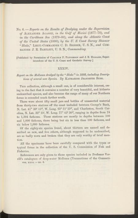Media of type text, Bush 1893. Description:MCZ Bulletin Vol. XXIII no. 6