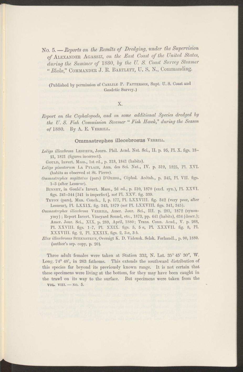 Media of type text, Verrill 1881. Description:MCZ Bulletin Vol. VIII no. 5
