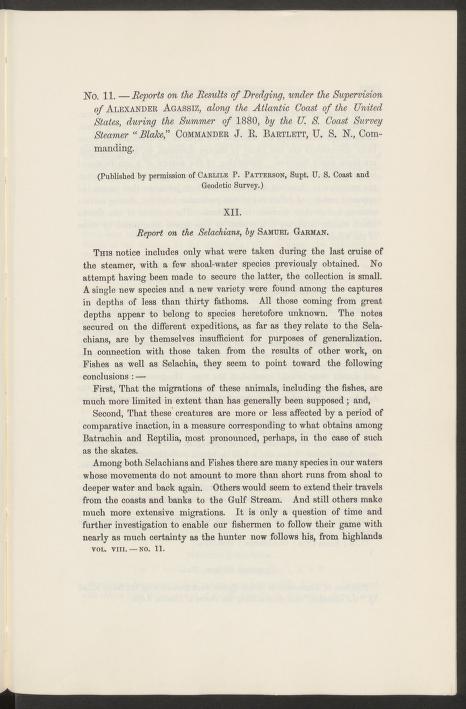 Media type: text; Garman 1881 Description: MCZ Bulletin Vol. VIII no. 11;
