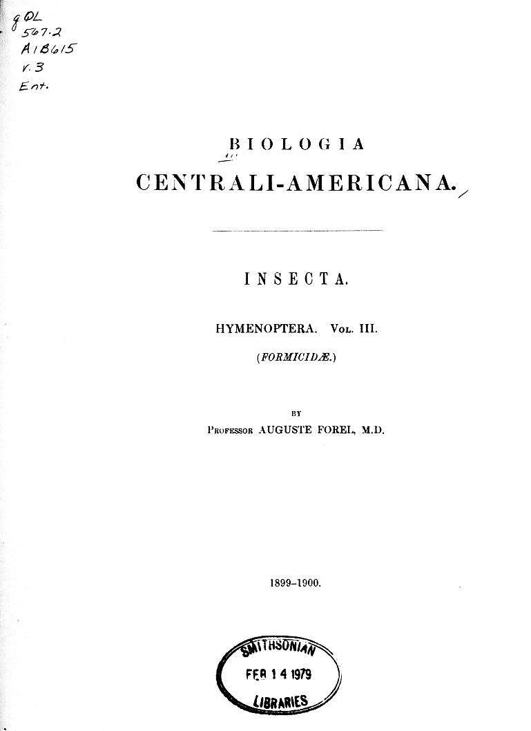 Media type: text; Forel 1899 Description: Formicidae;