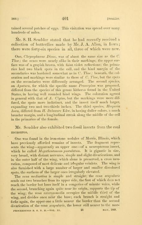 Scudder (1868), Proc. Boston Soc. Nat. Hist. 11:401-403