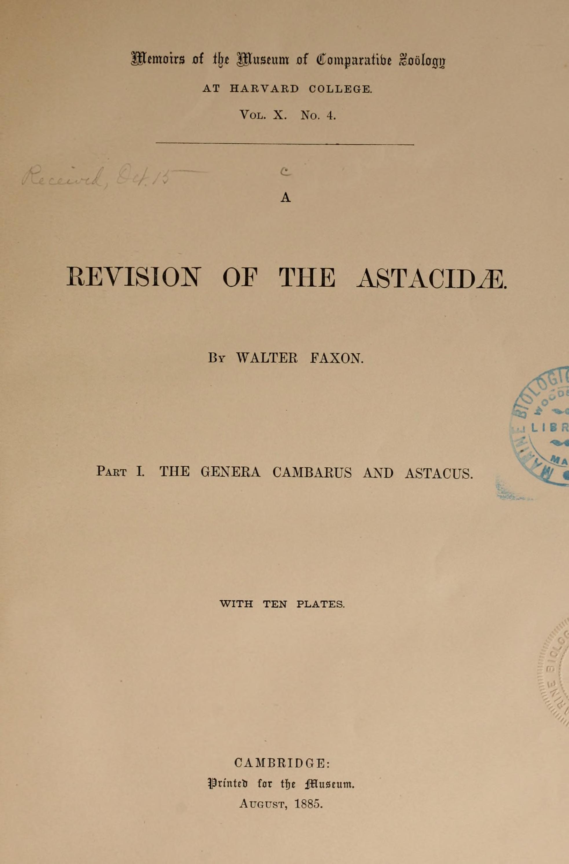 Media type: text; Faxon 1885 Description: MCZ Memoirs Vol. X no. 4;