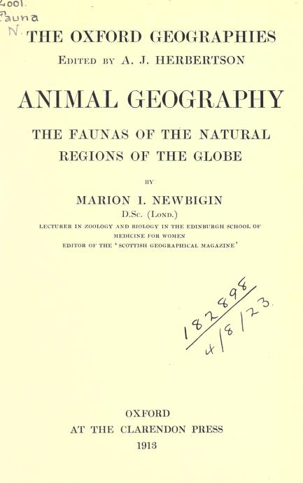 Animal geography - Biodiversity Heritage Library