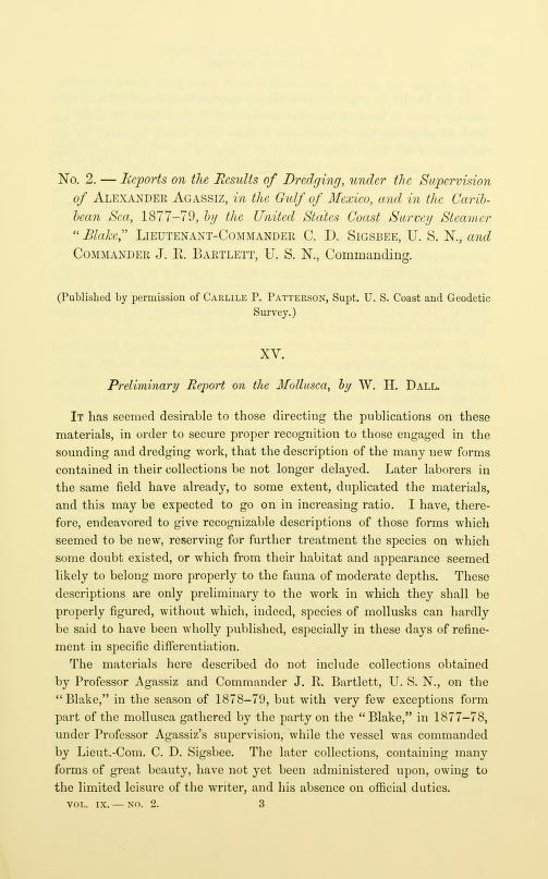 Media type: text, Dall 1881. Description: MCZ Bulletin Vol. IX no. 2