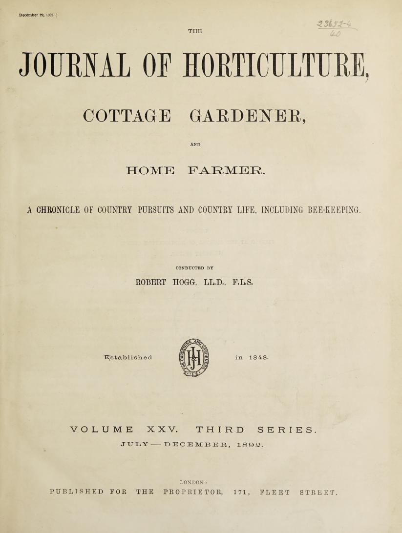 Journal of horticulture and cottage gardener