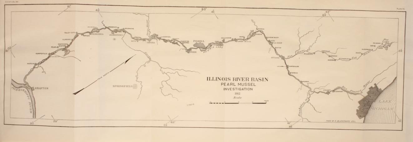 Black and white map of the Illinois River