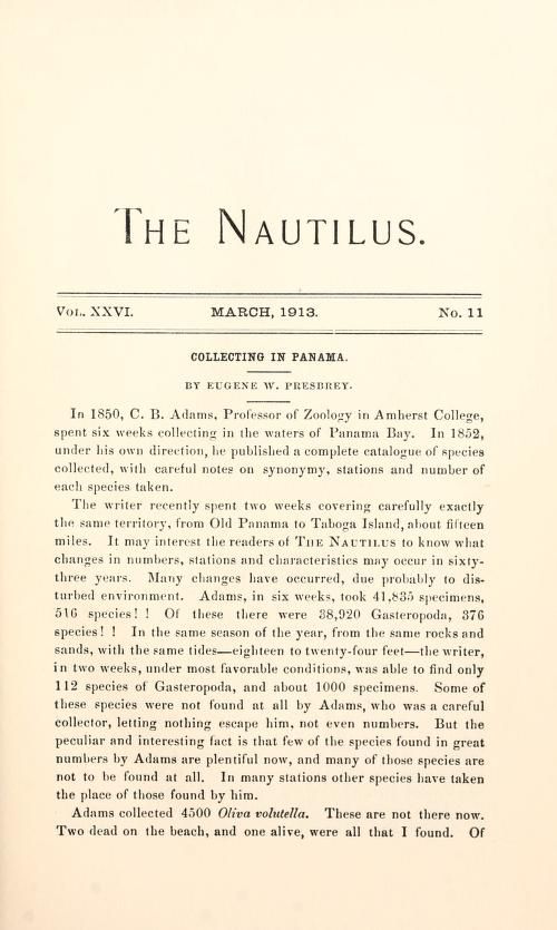 Media type: text; Pilsbry 1913 Description: The Nautilus, vol. XXVI, no. 11;
