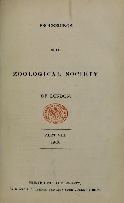 Media type: text; Sowerby 1840 Description: Proceedings of the Zoological Society of London, pt. VIII;